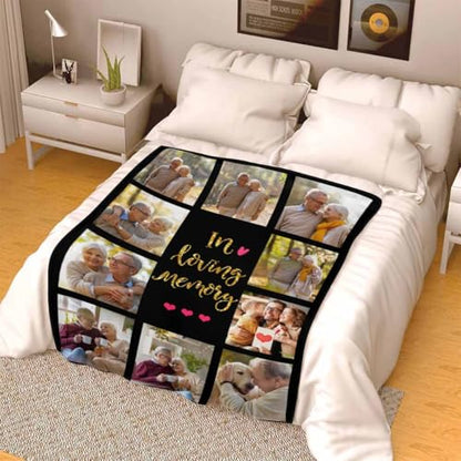 Personalized Memorial Photo Blankets,Blanket with Pictures Customized in Memory of Loved One Gifts - color: Color 24