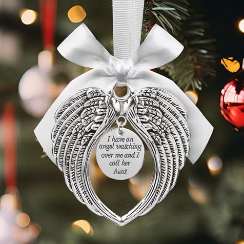 Angel Wings Memorial Ornaments for Christmas Tree Decorations I Have an Angel in Heaven I Call Her Aunt, in Loving Memory of Loved One Sympathy Gifts - color: Aunt