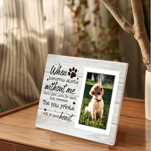 Pet Memory Picture Frame - Dog & Cat Memorial Photo Frame 4x6, Dog Picture Frames for Loved Ones Lost