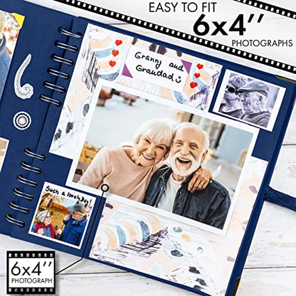 Bstorify Square Scrapbook Photo Albums 8 x 8 Inch Blue Hardcover with Ribbon Closure - Ideal for Scrapbooking, Art & Craft Projects | Hardcover with Thick Kraft Paper, Ideal for Your Scrapbooking Albums, Art & Craft Projects (Blue, 8 x 8 Inch) - color: Bl