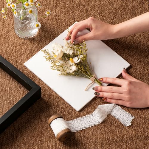 8x8 Shadow Box Frame with Ultra-Clear Glass & Soft Linen Back - color: Black+high Definition Panel + Shatter-proof Packaging, size: 8x8