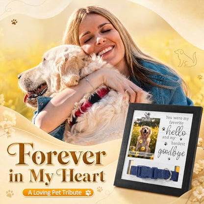 Novabright Dog Memorial Gifts for Loss of Pet, Sympathy Wooden Frame with Collar Holder, Paw Print, Dog Memorial Keychain Loss Sympathy Gift for Pet Cat Lovers