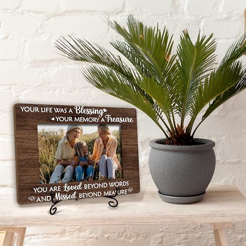 Gihyan Memorial Picture Frame, Your Life Was A Blessing Photo Frame, Sympathy Gift For Loss Of Mother Father, In Memory of Loved One Bereavement Gifts, Home Office Remembrance Frame With Stand -01