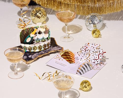 Papyrus Blank Pop-Up Card for Weddings, Engagement, Anniversary and all Occasions (Champagne Toast) - color: FSC Champagne Displayable