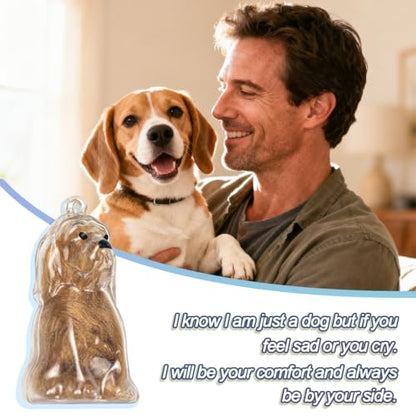 ELANE Dog Hair Keepsake，2 Pack Pet Hair Memorial Keepsake Pet Hair Keychain Keepsake (Clear-Beagle) - color: Clear-beagle