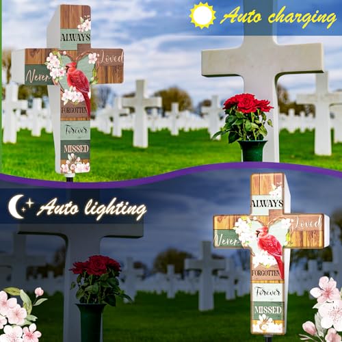 Yousoontic Solar Cross Lights Cardinal Grave Outdoor Stake, Elegant Style - style: Elegant Style