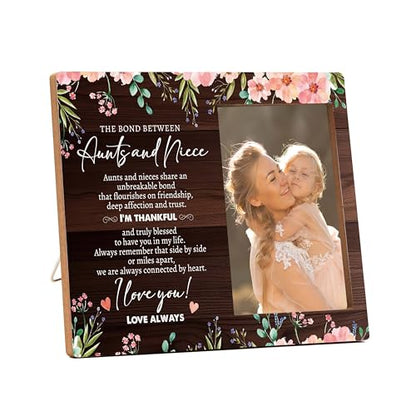 Niece and Aunt Picture Frame, Blush Pink Floral Wood Photo Frame, Birthday Graduation Gifts for Niece, Mother's Day Christmas Birthday Gifts for Aunt, The Bond Between Aunts And Niece Frame -a07 - style: Niece and Aunt