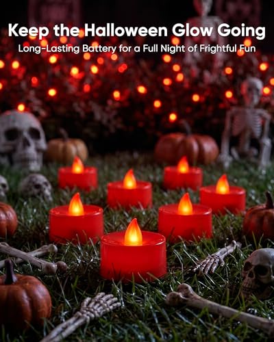 Homemory 12-Pack Red Flameless Battery Tealight Candles, 200+ Hours - color: Red, size: Pack of 12