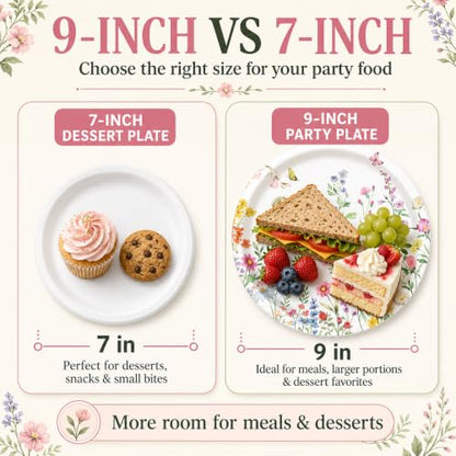 40 Pcs Wildflower Plates and Napkins Set, Large 9 Inch Floral Plates - color: Wildflower