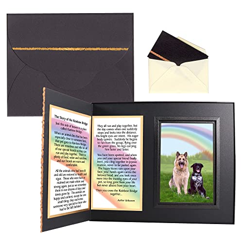 The Story of the Rainbow Bridge Pet Memorial Gifts for Dogs, Handcrafted Picture Frame Keepsake, Gift-Boxed with Message Card, Black with Foil Accents - color: Black, size: Story of the Rainbow Bridge