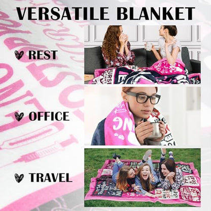 Nurse Gifts Throw Blanket for Women 60"x50", RN Nurse Appreciation Gifts, Birthday Christmas Graduation Retirement Nurses Week Gifts - color: Pink Nurse