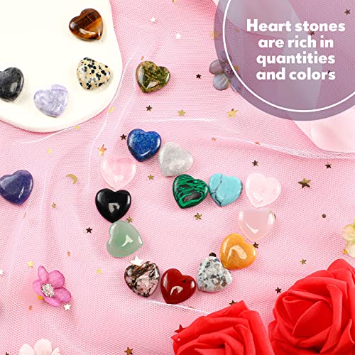 Nuenen 72 Pcs Heart Healing Stone 0.8 Inch Polished Crystal Chakra Gems | Heart Shaped Gemstones Bulk for Women Chakra Reiki Meditation, Love Worry Stones Palm Pocket, Valentines Gifts - size: 0.8 Inch