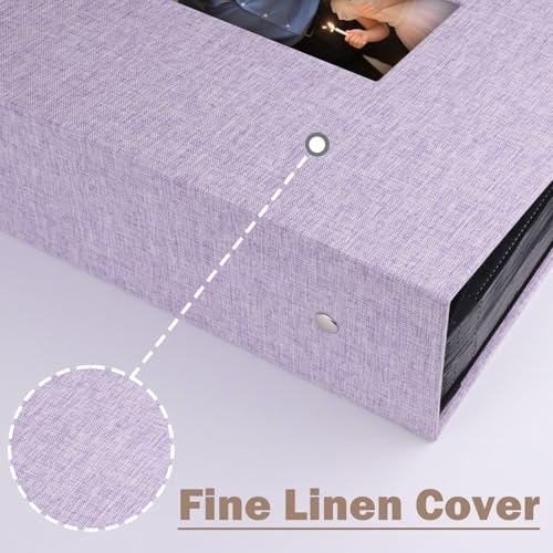 Ruibytree Extra Large Capacity Photo Album 4x6 Pictures 1000 Pockets,Purple | Linen Cover, Horizontal & Vertical 4x6 Photos, Removable Acid-Free Pages, Front Display Window, for Family, Wedding & Travel - color: Purple