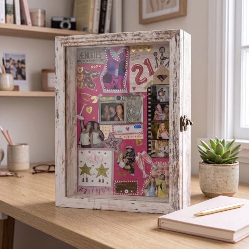 Small Wall Mounted Shadow Box Frame 8x10 with Real Glass,White - color: White, size: 8*10
