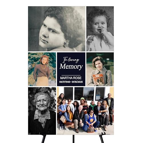 Memorial Sign, In Loving Memory Celebration of Life Display With Easel, Personalized Photos Funeral Board Decoration, Custom Forever Loved Signage With Pictures, Multiple Size & Material, NA9 - color: Theme 20