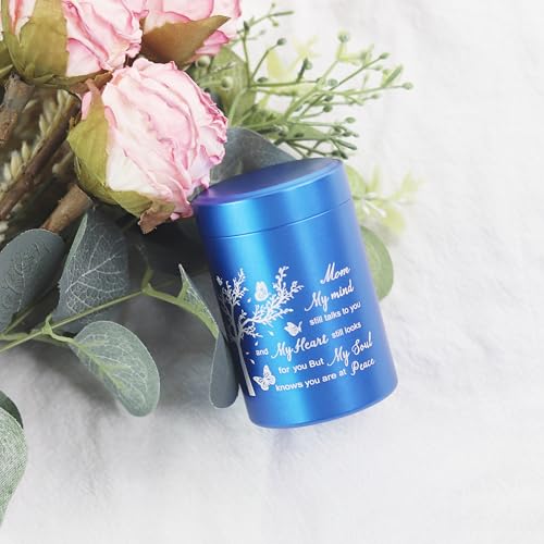 3 Inch Small Urn for Human Ashes Aluminum Mini Cremation Small Keepsake Urn for Sharing Ashes Mini Urn-Mom Blue - size: Blue-Mom