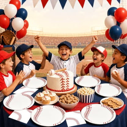 40 Pcs Baseball Plates and Napkins Set, Large 9 Inch Party Plates - color: Baseball