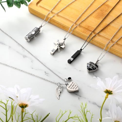 Jexine 10 Pcs Urn Necklace Cremation Jewelry for Men - color: Black, White
