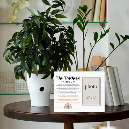 Teacher Appreciation Picture Frame, 4 x 6 in Photo, Thank You Teacher Gifts | Teacher Gifts for Teachers Day Christmas Retirement Graduation from Student, The Teacher's Rainbow Wooden Picture Frame - color: RAINBOW