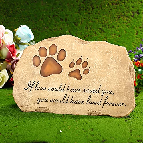 Jetec Dog Memorial Stone Dog Garden Memorial Stone Paw Prints Pet Headstone Resin Grave Marker Pet Loss Gifts Sympathy Gifts for Indoor Outdoor, 11 x 7.5 Inch
