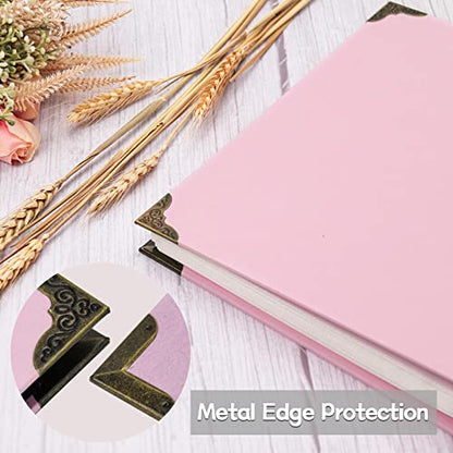 Vienrose 3 Rings Self Adhesive Photo Album 20 Sheets/40 Pages Pink | Hardcover, DIY Scrapbooking Kit, Paper Scrapbook, 9 x 10 6 inch, Lover Friends Kids Wedding - color: Pink, size: 9'' x 10.6''40Pages