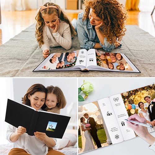 Aevdor 8x10 Photo Album, 100 Pockets, Linen Cover, Writing Space, Black | Fits 8x10 Photos, Graphic Designs, Watercolors and Drawings, Doubles as an Art Portfolio - color: Linen Black