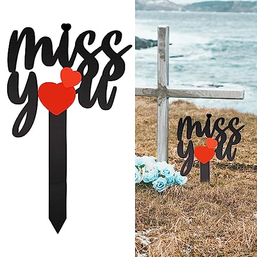 13.8 X 7.9 Inches Large Cemetery Decorations for Grave, Miss You Memorial Grave Markers, Metal Memorial Remembrance Stake, Grave Markers for Human Cemetery, Garden Yard Grave Site Outdoor Stake Marker - color: Red Heart, size: Large-13.8X7.9 Inches