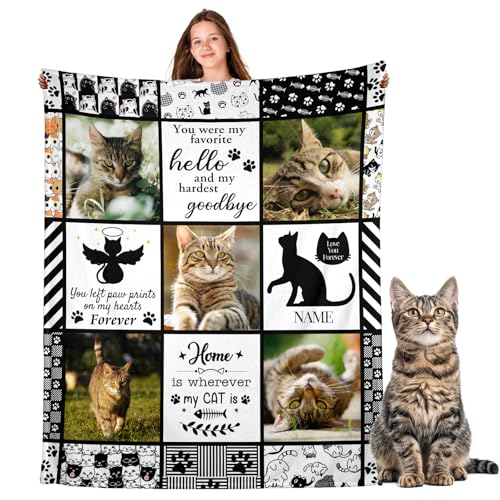 WFR Personalized Memorial Blanket for Loss of Cat,Pet Sympathy Gift for Cat