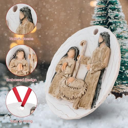 3D Nativity Scene Ornament for Christmas Tree - Religious Christian Church Ornaments Holy Family Tradition Gifts - Unique Jesus Ornaments Decorations for Family Friends - style: Nativity