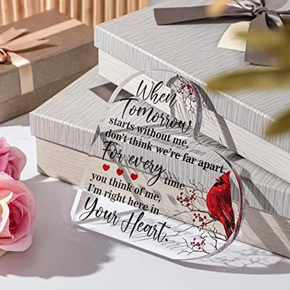 Yulejo Red Cardinal Memorial Gift Acrylic Heart Sympathy,Novelty Style - style: Novelty Style