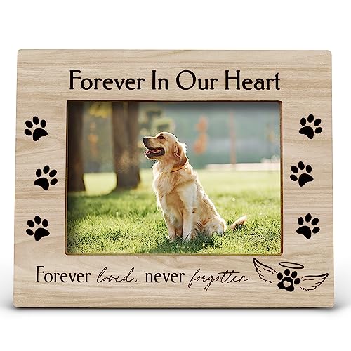 FONDCANYON Forever in Our Heart Pet Memory Picture Photo Frame, Cat & Dog Memorial Picture Frames, Sympathy Gifts for Pet Loss (5x7 Inch Photo) - color: Color1