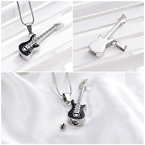 memorial jewelry Musical Instrument Cremation Necklace for Women&Men Guitar Urn Necklace for Ashes - color: ZWT11728-GU-FBA