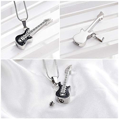memorial jewelry Musical Instrument Cremation Necklace for Women&Men Guitar Urn Necklace for Ashes - color: ZWT11728-GU-FBA