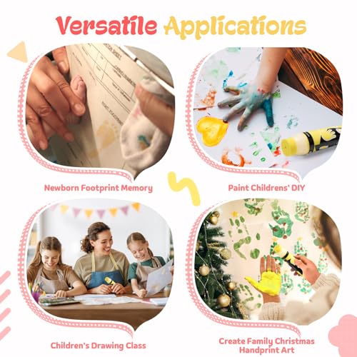 Nabance 2.54 fl oz Yellow Baby Hand and Footprint Friendly Paint, Dog Cat Paw Print Safe Paint, Non-Toxic Acid-Free, Safe Gentle for Home School Christmas New Year DIY Keepsake Stamp - color: Yellow