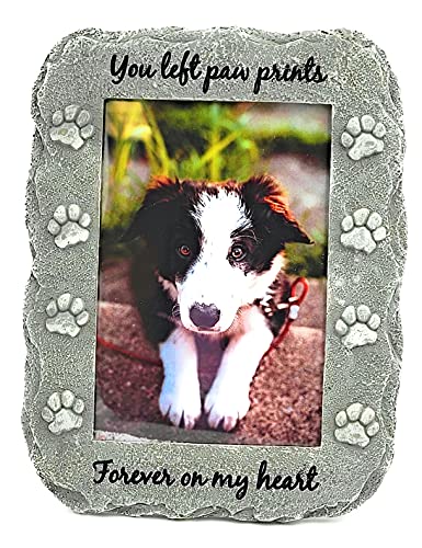 Pet Memorial Picture Frame Keepsake for Dog or Cat, Perfect Loss of Pet Gift for Remembrance and Healing (Grey)