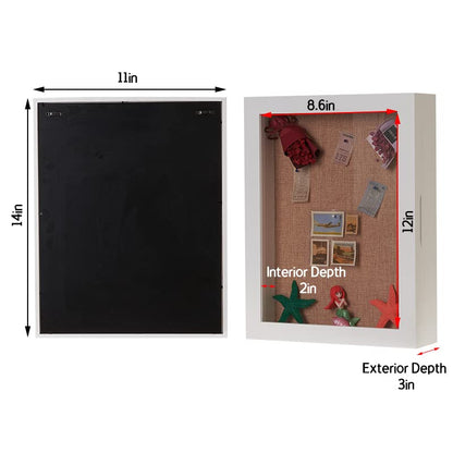 White Shadow Box 11x14, Deep Shadow Box Display Case with Hinged Door, Thick Memory Box for Wedding Flowers Memorabilia Awards Medals | Deep Memory Display Case, Shadow Box with Hinged Magnetic Door for Wedding Flowers, Photos, Awards, Medals and Keepsake