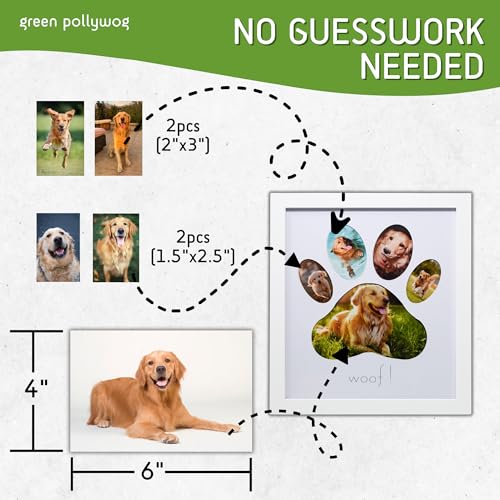 Green Pollywog 5-Opening Paw Print Collage Picture Frame, White - size: 5-Opening Paw Print Frame - White