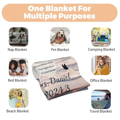 Personalized Sympathy Blanket Custom Memorial Blanket with Photos for Loss of Loved One in Loving Memory Bereavement Grief Gifts for Father Mother Husband Wife Friends (Style-9)