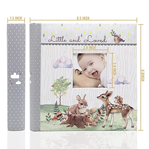 Holoary Baby Photo Album 4” x 6” 160 Photos, Newborn Baby Keepsake Gifts for Baby Boy/Girl and New Parents, Woodland Animals Design - size: 8.5''x8.6''