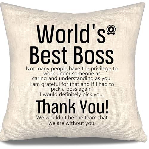 World's Best Boss Throw Pillow Cover Thank You Gifts Farewell Gifts Birthday Gift Boss Gift for Women Men from Employee Coworkers for Supervisor Manager(World's Best boss-2) - color: World's Best Boss-2