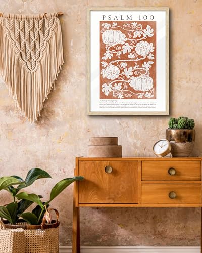 EcoHest 16x20in Psalm 100 Pumpkin Thanksgiving Botanical Christian Wall Art - color: Framed Pumpkins, size: 20"L x 16"W