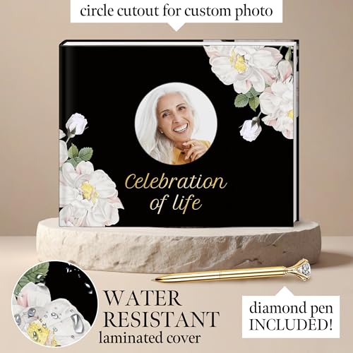 Funeral Guest Book for Memorial Service, Guest Book for Funeral with 1 Signature Pen, Black Furnal Book, Guest Book Funeral, Memorial Book for Funeral, in Loving Memory Guest Book