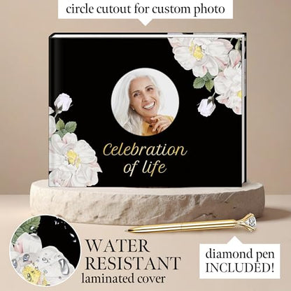Funeral Guest Book for Memorial Service, Guest Book for Funeral with 1 Signature Pen, Black Furnal Book, Guest Book Funeral, Memorial Book for Funeral, in Loving Memory Guest Book