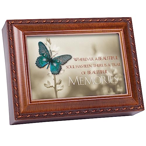 Cottage Garden Trail of Beautiful Memories Woodgrain Rope Trim Keepsake Music Box Plays Edelweiss