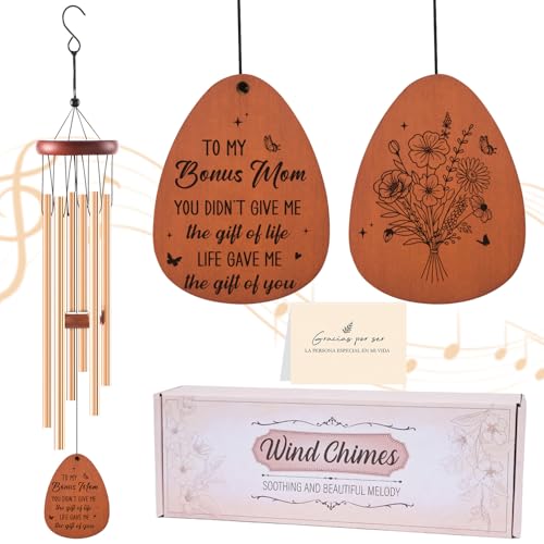 Keluna Wind Chimes Gifts for Bonus Mom - Step Mom Wind Chimes from Stepdaughter Stepson Love Reminder Gifts for Mother's Day Birthday Bonus Mother Gift for Indoor Outdoor Garden Patio Home Décor - color: Bonus Mum Gift