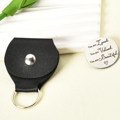 Pocket Tokens Inspirational Gifts for Granddaughter Daughter Birthday Gift for Niece Mom Sister Encouragement Gifts for Women Teen Girls You Are Loved Keychain Engraved Double Sided - color: You Are Loved