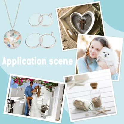 UNICRAFTALE 2 Sets Memory Locket Pendant 2 Size Stainless Steel Floating Charm Photo Living Memory Pendant Necklace Glass Photo Frame Locket Pendants for DIY Wedding Bouquet Jewelry Making