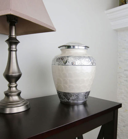 Serenity Memorial Urn - White Human Ashes Urn - 200LB Capacity with Bag - color: Serenity, size: 1 Large Urn