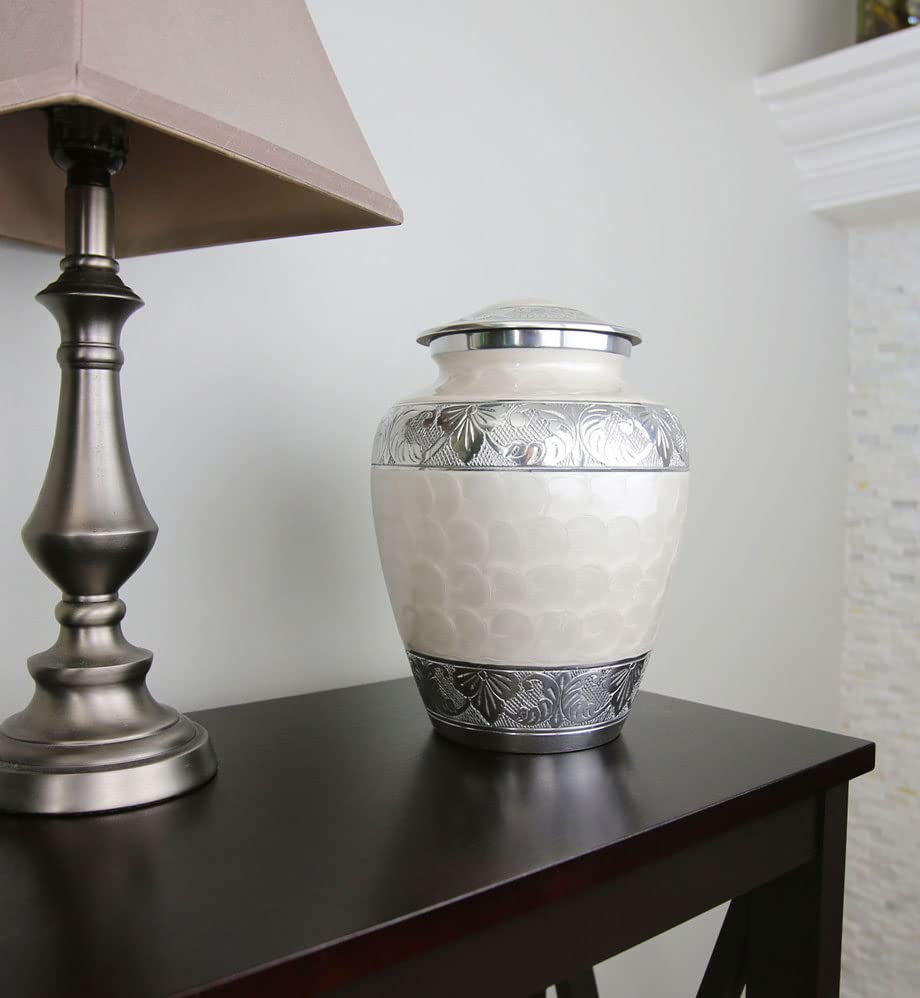 Serenity Memorial Urn - White Human Ashes Urn - 200LB Capacity with Bag - color: Serenity, size: 1 Large Urn