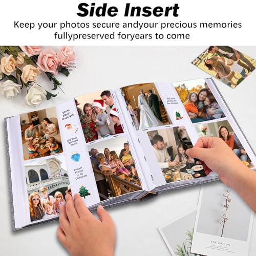 Photo Album 4x6 Vertical 600 Photos with Writing Space, Grey - color: Grey